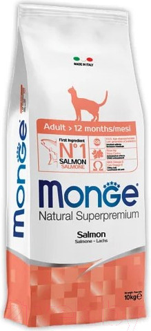 Изображение товара Сухой корм для кошек Monge Superpremium Adult Salmon (10кг)