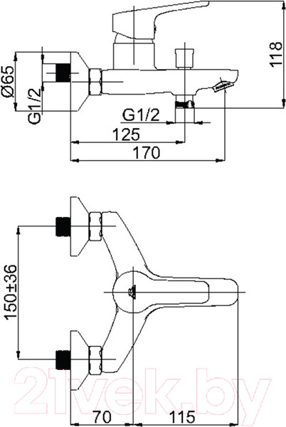 Изображение товара Смеситель Rubineta Uno-10/K (BK2) / N10D661
