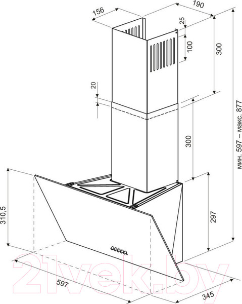Изображение товара Вытяжка наклонная Krona Helga 600 black PB / КА-00001039