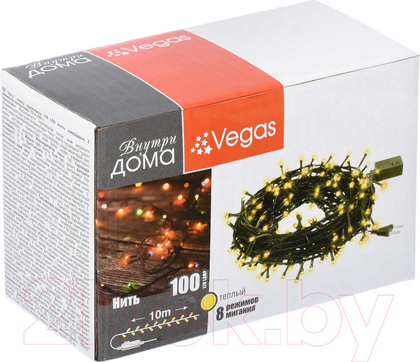 Изображение товара Светодиодная гирлянда VEGAS Нить 55062 (10м, теплый белый)