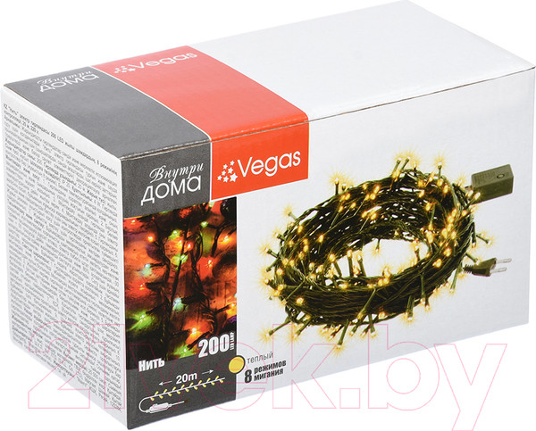 Изображение товара Светодиодная гирлянда VEGAS Нить 55068 (20м, теплый белый)