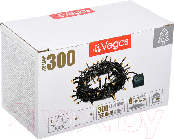 Изображение товара Светодиодная гирлянда VEGAS Нить 55071 (30м, теплый белый)