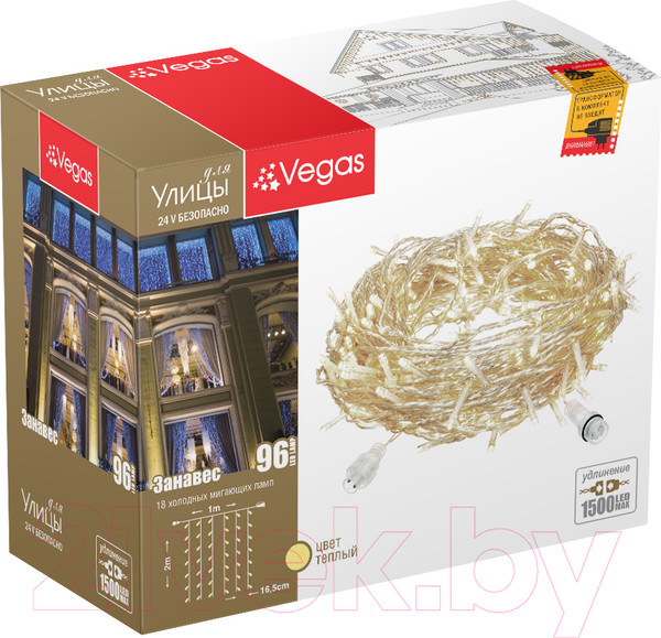 Изображение товара Световой занавес VEGAS 55023 (1x2м, теплый белый)