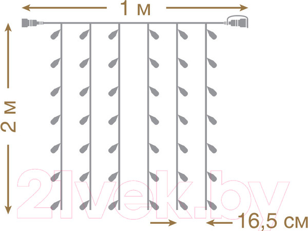 Изображение товара Световой занавес VEGAS 55023 (1x2м, теплый белый)