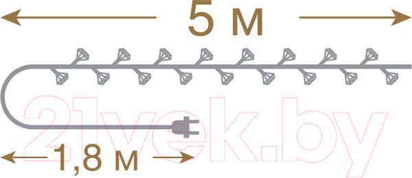 Изображение товара Светодиодная гирлянда VEGAS Бриллианты 55083 (5м, теплый белый)