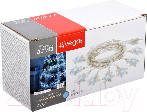 Изображение товара Светодиодная гирлянда VEGAS Снежинки 55082