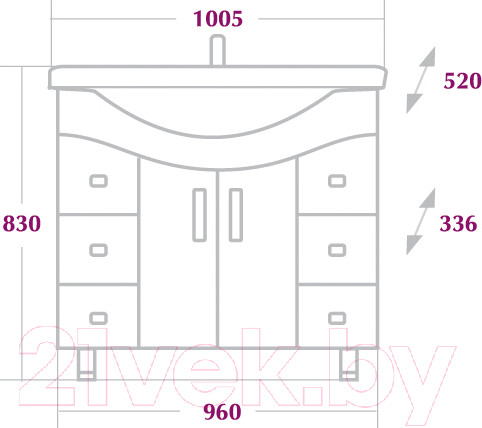 Изображение товара Тумба с умывальником Onika Эльбрус 100.13 110008 + Эльбрус 100 1WH110255
