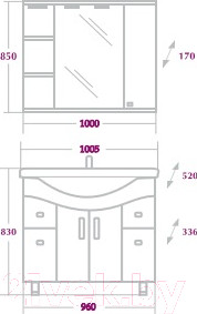 Изображение товара Тумба с умывальником Onika Эльбрус 100.13 110008 + Эльбрус 100 1WH110255