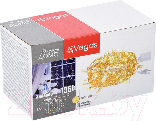 Изображение товара Световой занавес VEGAS 55077 (1.5x1.5м, теплый белый)