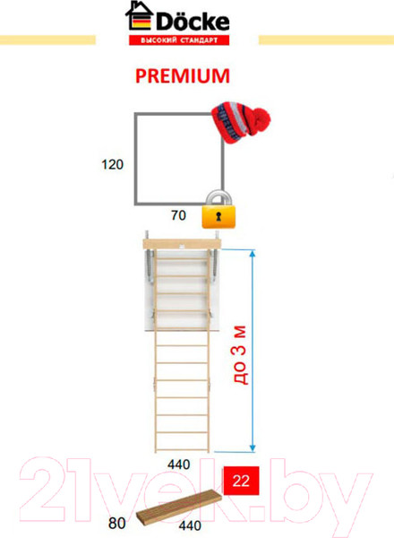Изображение товара Чердачная лестница Docke Premium 70x120x300