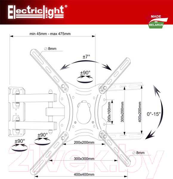 Изображение товара Кронштейн для телевизора Electric Light КБ-01-84 (черный)