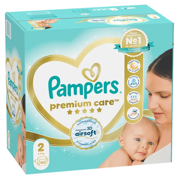 Изображение товара Подгузники детские Pampers Premium Care 2 Mini (160шт)