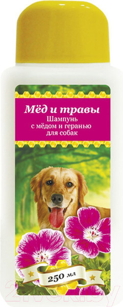 Изображение товара Шампунь для животных Pchelodar Для собак с медом и геранью (250мл)