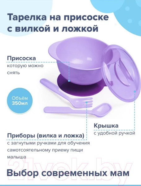 Изображение товара Набор посуды для кормления Sun Delight 33043 (фиолетовый)