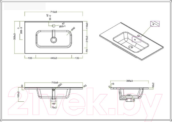 Изображение товара Умывальник BelBagno BB700/390ETL