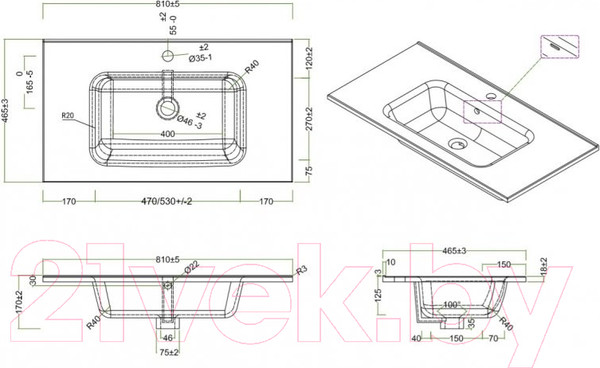 Изображение товара Умывальник BelBagno BB800ETL