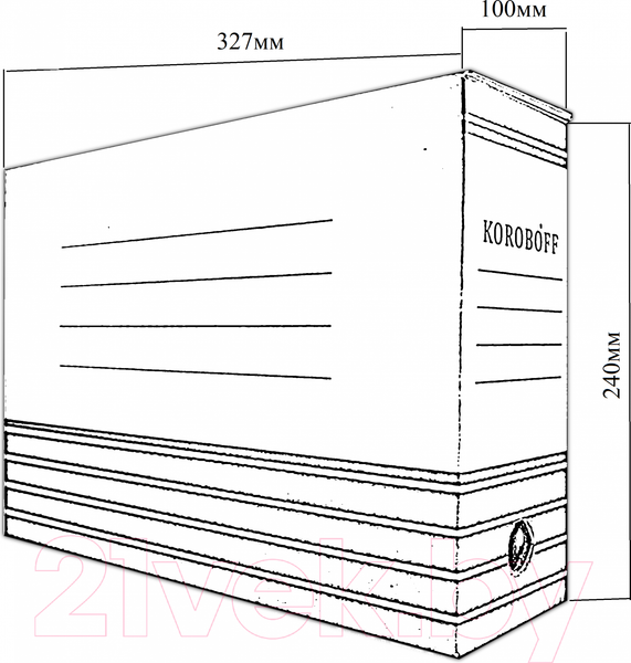 Изображение товара Коробка архивная Koroboff 327x100x240 (белый/синяя печать)