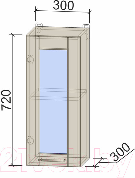 Изображение товара Шкаф навесной для кухни Интерлиния Компо ВШ30ст-720-1дв (дуб белый)