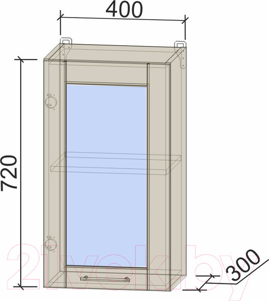 Изображение товара Шкаф навесной для кухни Интерлиния Компо ВШ40ст-720-1дв (дуб золотой)