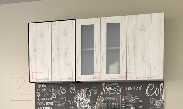 Изображение товара Шкаф навесной для кухни Интерлиния Компо ВШ60-720-2дв (дуб белый)