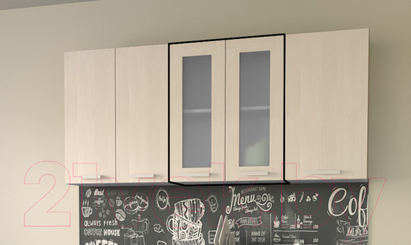 Изображение товара Шкаф навесной для кухни Интерлиния Компо ВШ60ст-720-2дв (вудлайн кремовый)