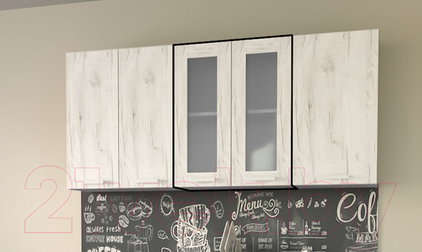 Изображение товара Шкаф навесной для кухни Интерлиния Компо ВШ60ст-720-2дв (дуб белый)