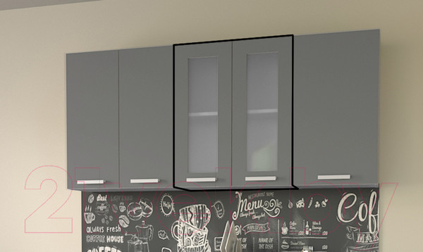 Изображение товара Шкаф навесной для кухни Интерлиния Компо ВШ60ст-720-2дв (серебристый)