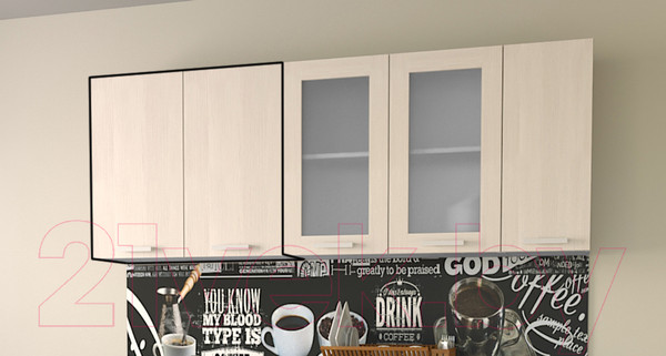 Изображение товара Шкаф навесной для кухни Интерлиния Компо ВШ80-720-2дв (вудлайн кремовый)