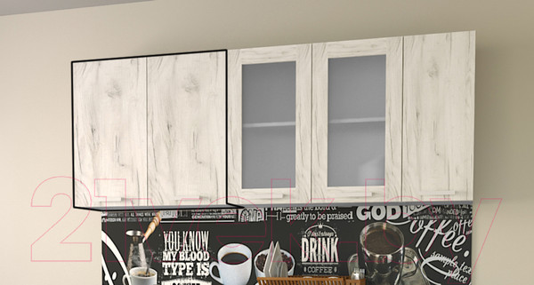 Изображение товара Шкаф навесной для кухни Интерлиния Компо ВШ80-720-2дв (дуб белый)