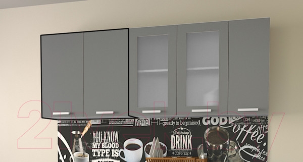 Изображение товара Шкаф навесной для кухни Интерлиния Компо ВШ80-720-2дв (серебристый)