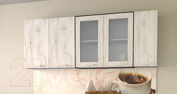 Изображение товара Шкаф навесной для кухни Интерлиния Компо ВШ80ст-720-2дв (дуб белый)