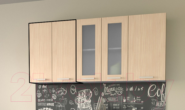 Изображение товара Шкаф навесной для кухни Интерлиния Компо ВШС60-720-2дв (дуб молочный)