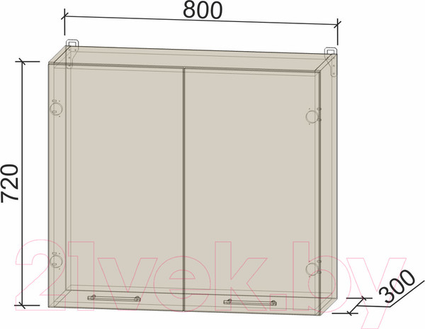 Изображение товара Шкаф навесной для кухни Интерлиния Компо ВШС80-720-2дв (вудлайн кремовый)
