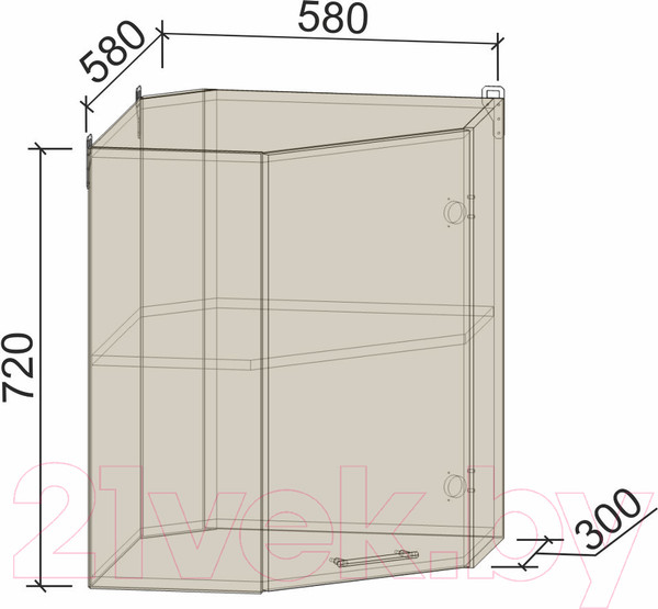 Изображение товара Шкаф навесной для кухни Интерлиния Компо ВШУ-720 (серебристый)