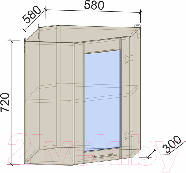 Изображение товара Шкаф навесной для кухни Интерлиния Компо ВШУст-720 (вудлайн кремовый)