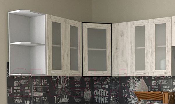 Изображение товара Шкаф навесной для кухни Интерлиния Компо ВШУст-720 (дуб белый)