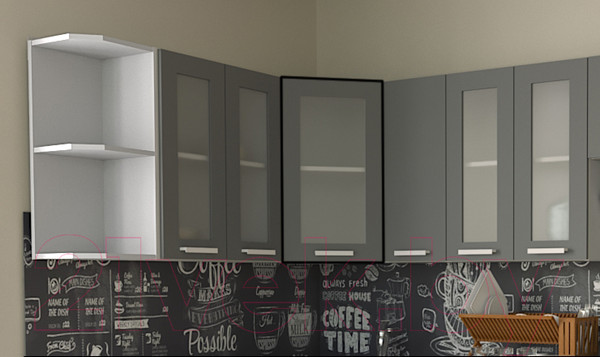 Изображение товара Шкаф навесной для кухни Интерлиния Компо ВШУст-720 (серебристый)