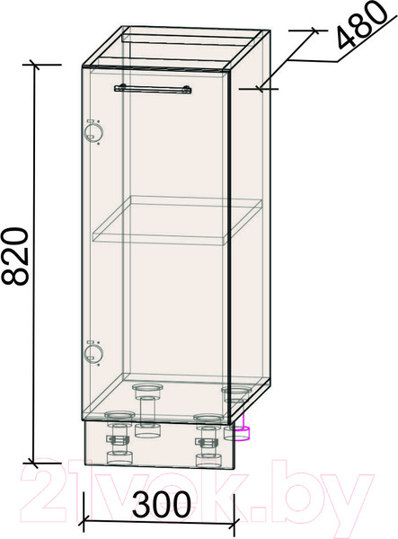 Изображение товара Шкаф-стол кухонный Интерлиния Компо НШ30р-1дв (антрацит)