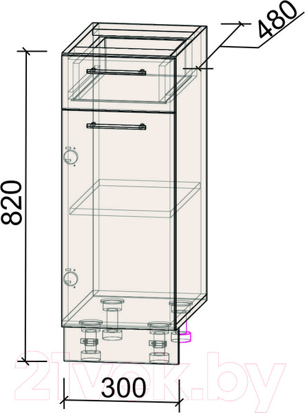 Изображение товара Шкаф-стол кухонный Интерлиния Компо НШ30рш1 (дуб серый)