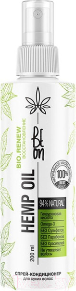 Изображение товара Кондиционер-спрей для волос BeOn Hemp Oil укрепление и увлажнение (200мл)