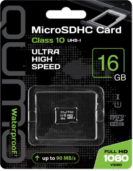 Изображение товара Карта памяти Qumo microSDHC 16GB (QM16GMICSDHC10U1NA)