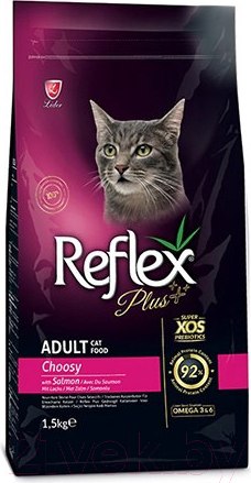 Изображение товара Сухой корм для кошек Reflex Plus для привередливых кошек с лососем (1.5кг)