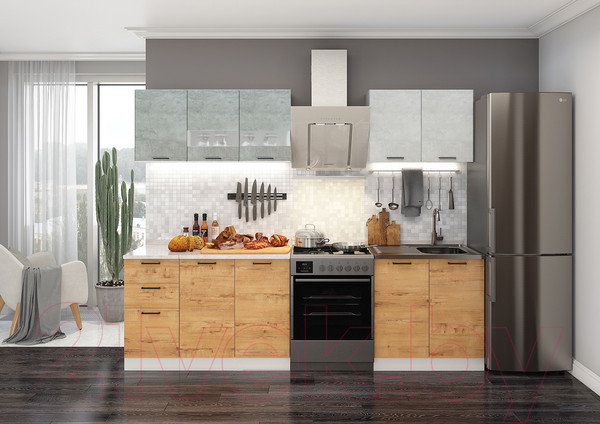 Изображение товара Кухонный гарнитур ДСВ Дуся 2.0 (цемент/дуб бунратти)