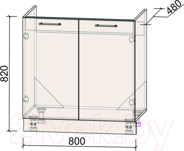 Изображение товара Шкаф под мойку Интерлиния Компо НШ80м-2дв (дуб серый)