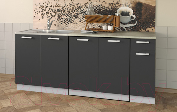 Изображение товара Шкаф-стол кухонный Интерлиния Компо НШ80р-2дв (антрацит)