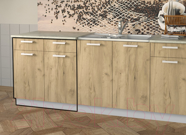 Изображение товара Шкаф-стол кухонный Интерлиния Компо НШ80рш2 (дуб золотой)