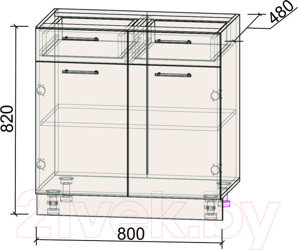 Изображение товара Шкаф-стол кухонный Interline Компо НШ80рш2 (антрацит)
