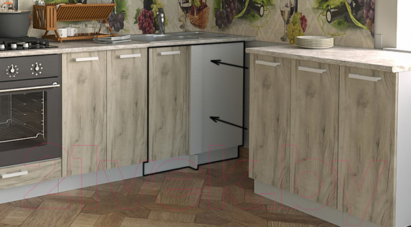 Изображение товара Шкаф под мойку Интерлиния Компо НШ88-М.П (дуб серый)