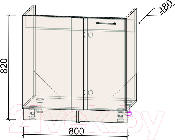 Изображение товара Шкаф под мойку Интерлиния Компо НШ88-М.П (антрацит)
