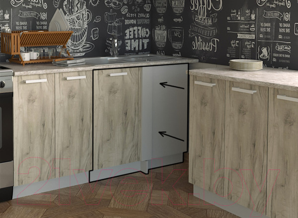 Изображение товара Шкаф под мойку Интерлиния Компо НШ98-М.П (дуб серый)